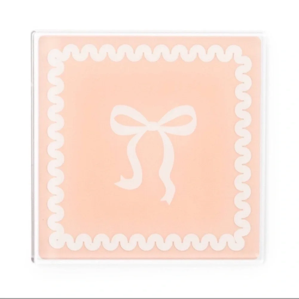 3 for $15 SALE Target Bullseye Coquette Pink & White Bow Coasters, New, 4 pack